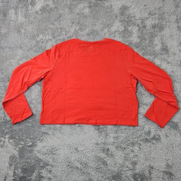 3/$20 Wild Fable T-Shirt Womens XL Red Long-Sleeve Cropped Solid Crop Top Cotton - Picture 3 of 9